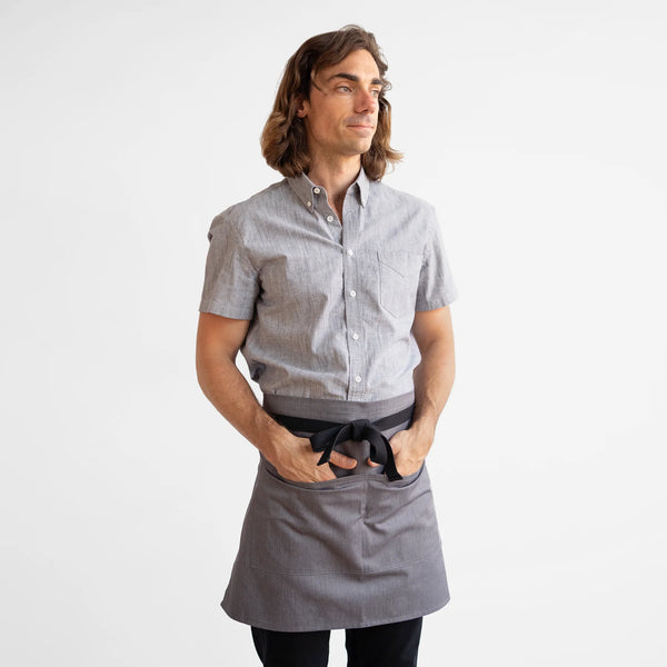 STOCK Mfg: Men's Gray Short Sleeve Stretch Service Chambray